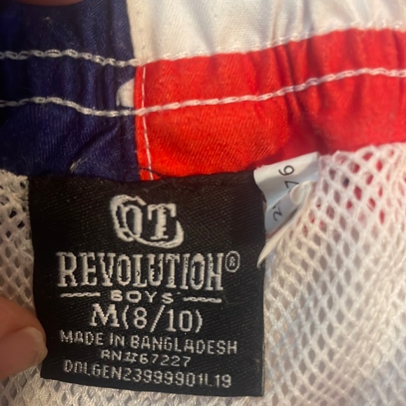 Revolution swim trunks USA patriotic American flag stars and stripes boys M 8 10 - Picture 9 of 9